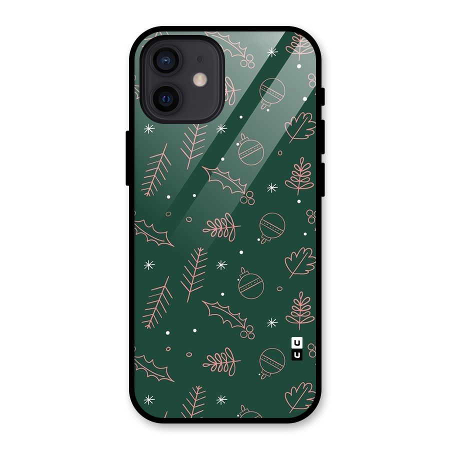 Christmas Vibes Leaves Glass Back Case for iPhone 12
