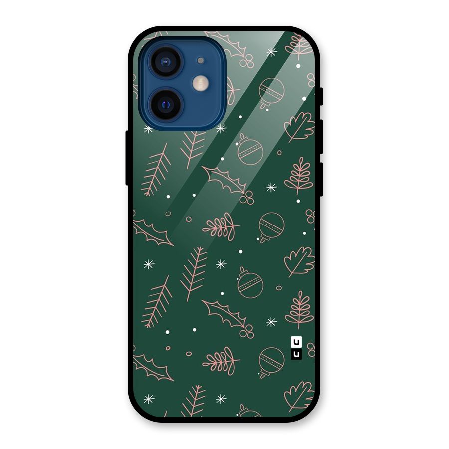 Christmas Vibes Leaves Glass Back Case for iPhone 12 Mini