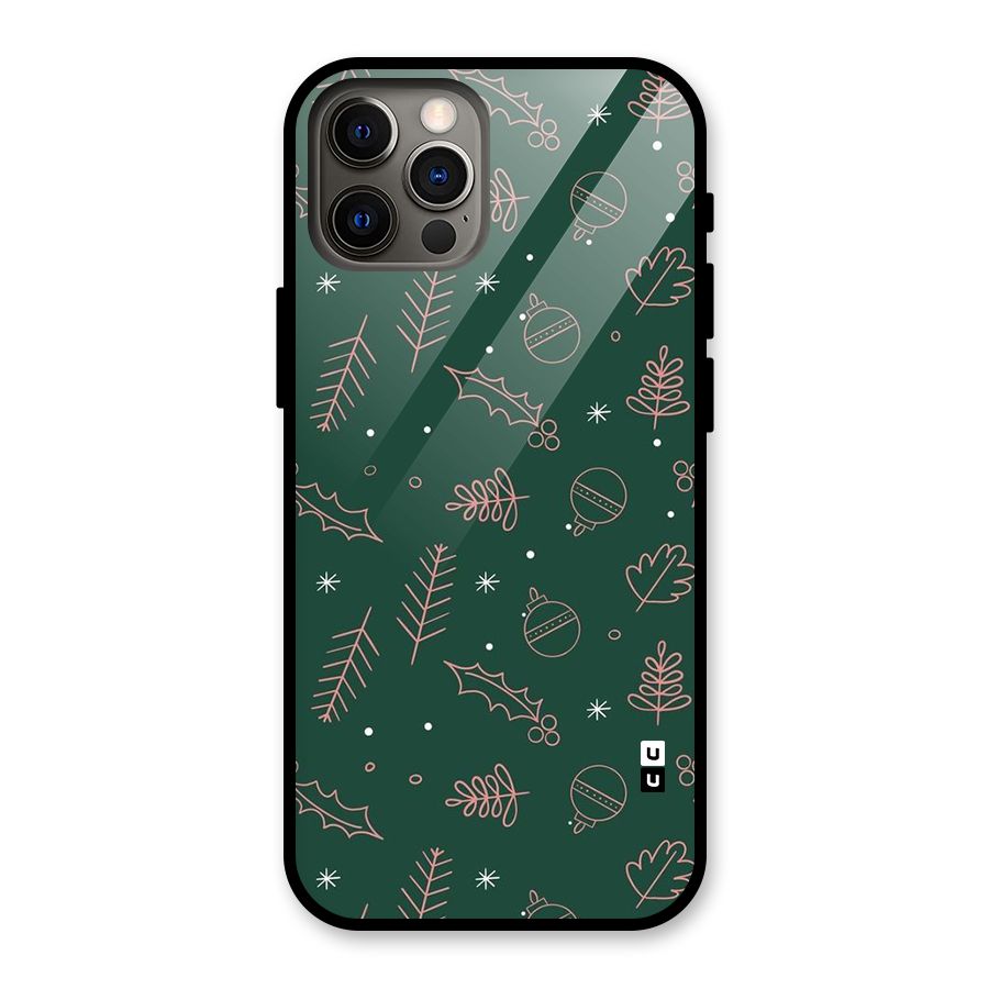 Christmas Vibes Leaves Glass Back Case for iPhone 12 Pro