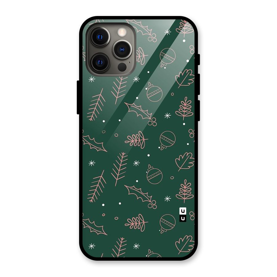Christmas Vibes Leaves Glass Back Case for iPhone 12 Pro Max