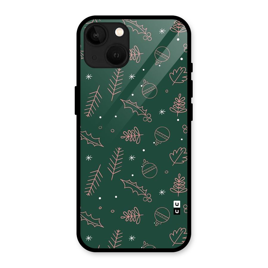 Christmas Vibes Leaves Glass Back Case for iPhone 13