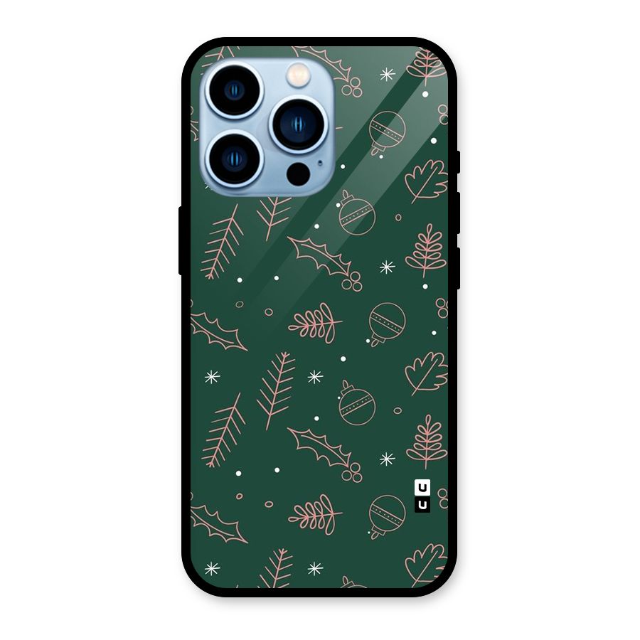 Christmas Vibes Leaves Glass Back Case for iPhone 13 Pro