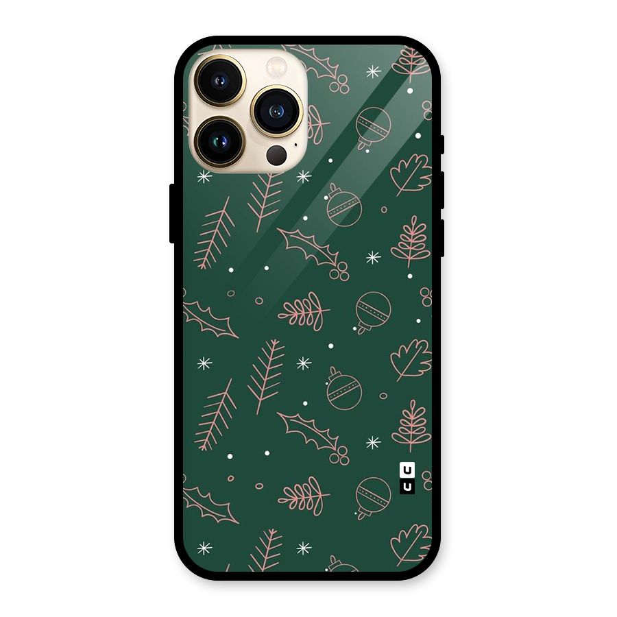 Christmas Vibes Leaves Glass Back Case for iPhone 13 Pro Max