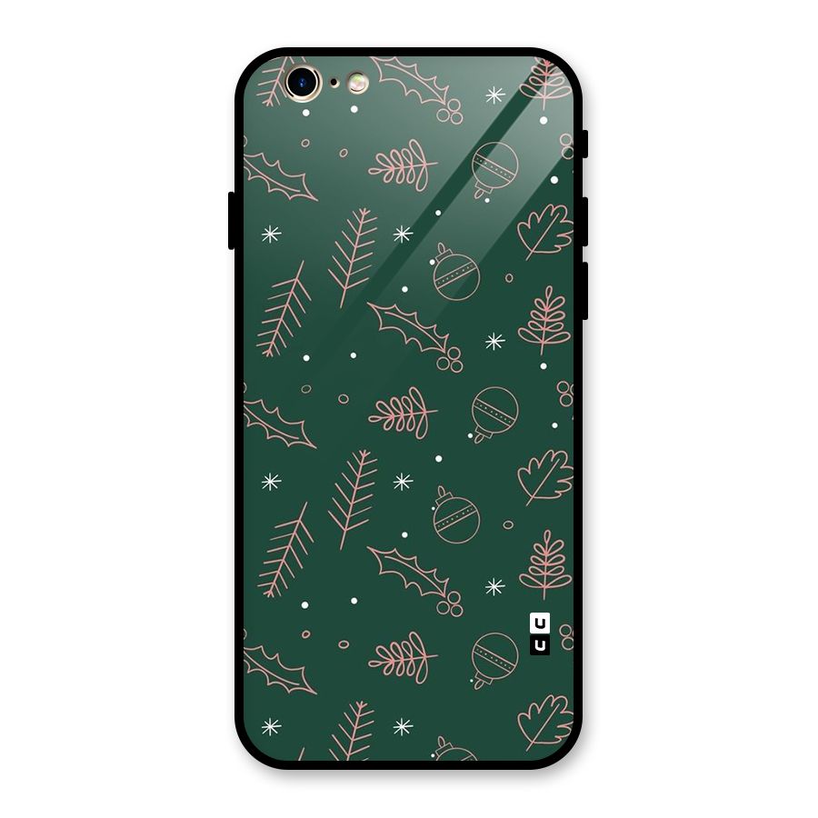 Christmas Vibes Leaves Glass Back Case for iPhone 6 6S