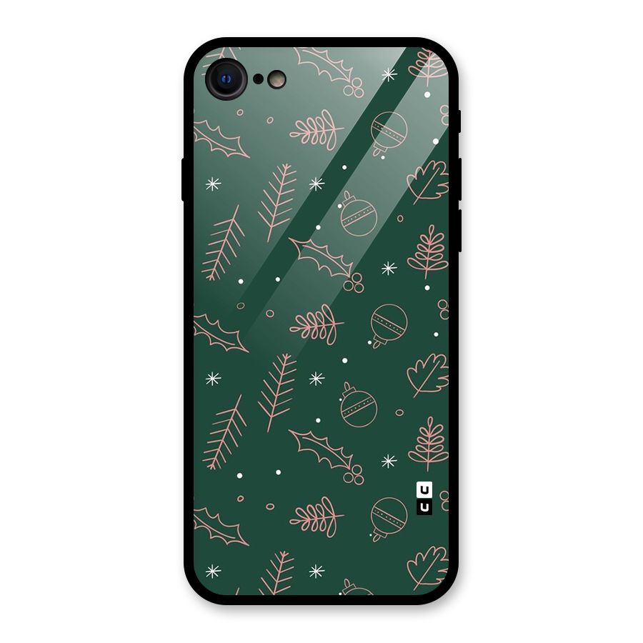 Christmas Vibes Leaves Glass Back Case for iPhone 7