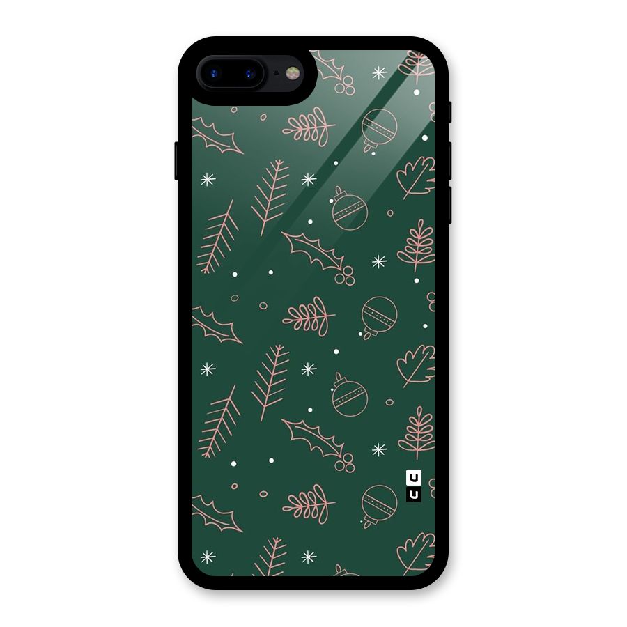 Christmas Vibes Leaves Glass Back Case for iPhone 8 Plus