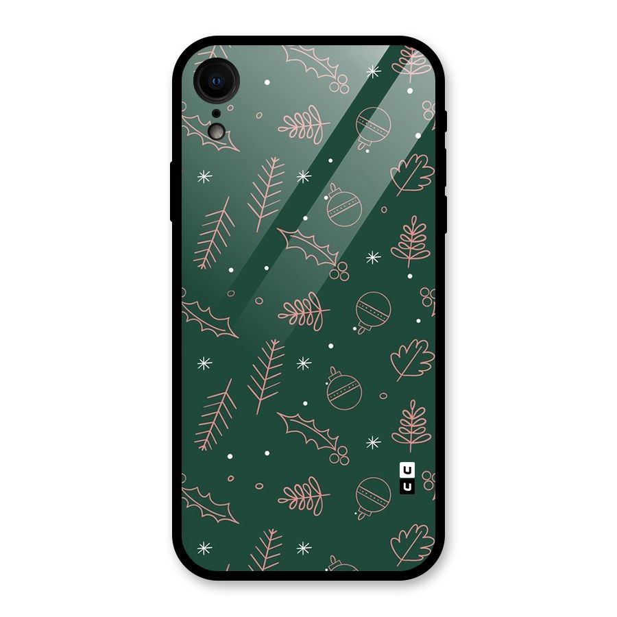 Christmas Vibes Leaves Glass Back Case for iPhone XR