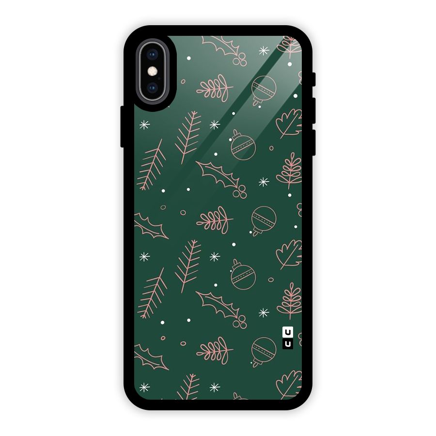Christmas Vibes Leaves Glass Back Case for iPhone XS Max