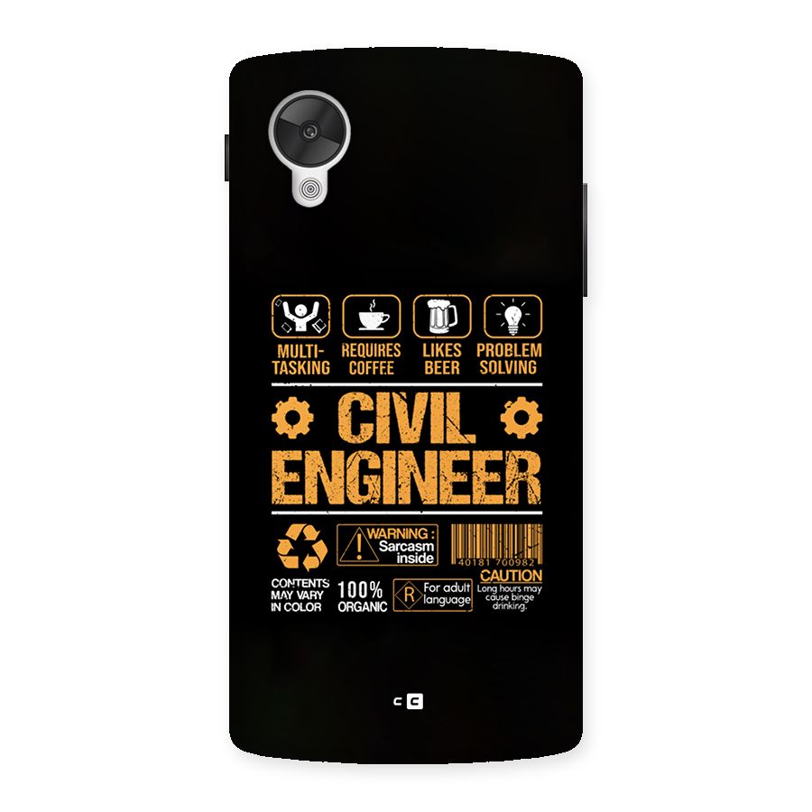 Civil Engineer Back Case for Google Nexus 5