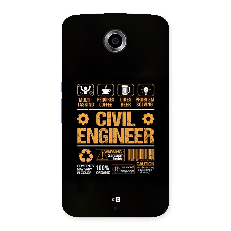 Civil Engineer Back Case for Google Nexus 6