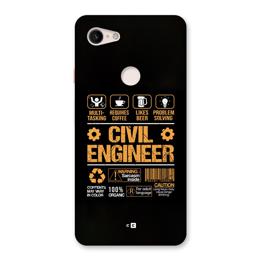 Civil Engineer Back Case for Google Pixel 3 XL