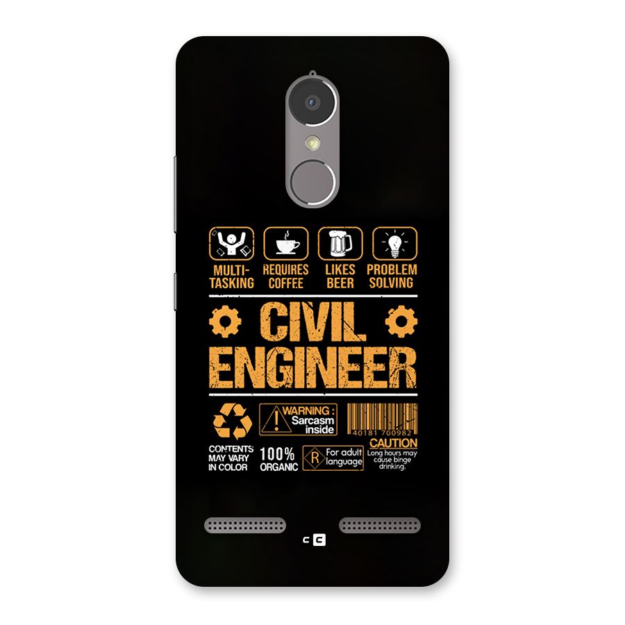 Civil Engineer Back Case for Lenovo K6