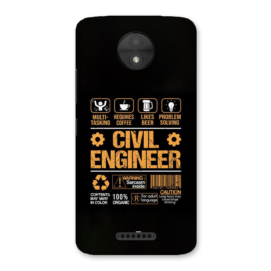 Civil Engineer Back Case for Moto C