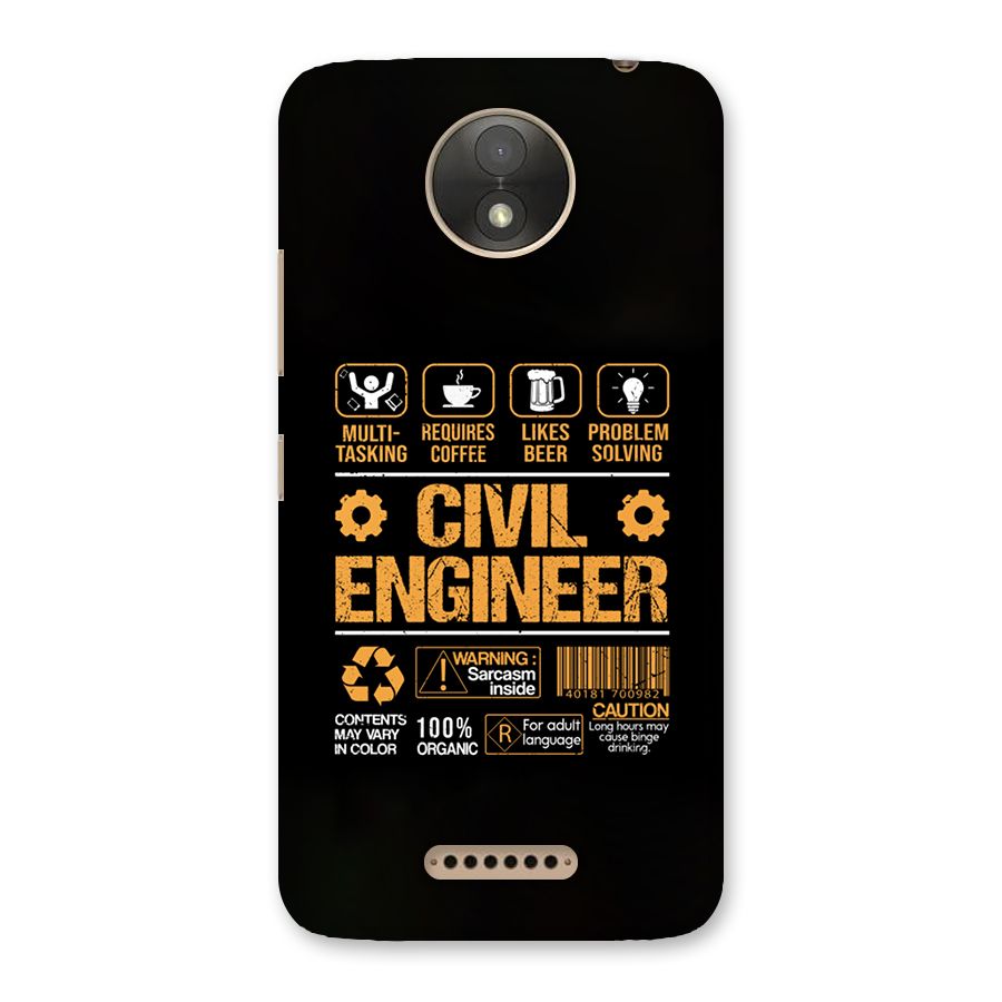 Civil Engineer Back Case for Moto C Plus