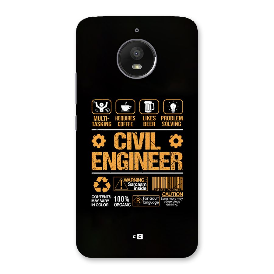 Civil Engineer Back Case for Moto E4 Plus