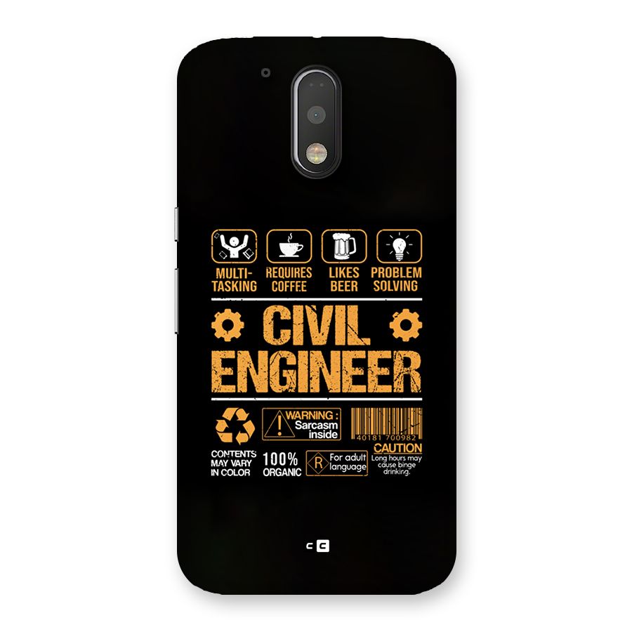 Civil Engineer Back Case for Moto G4 Plus