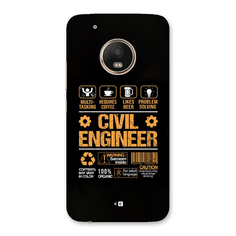 Civil Engineer Back Case for Moto G5 Plus