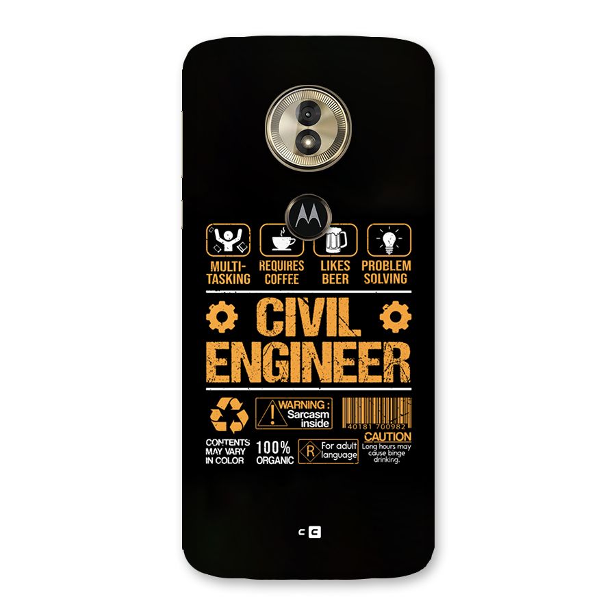 Civil Engineer Back Case for Moto G6 Play