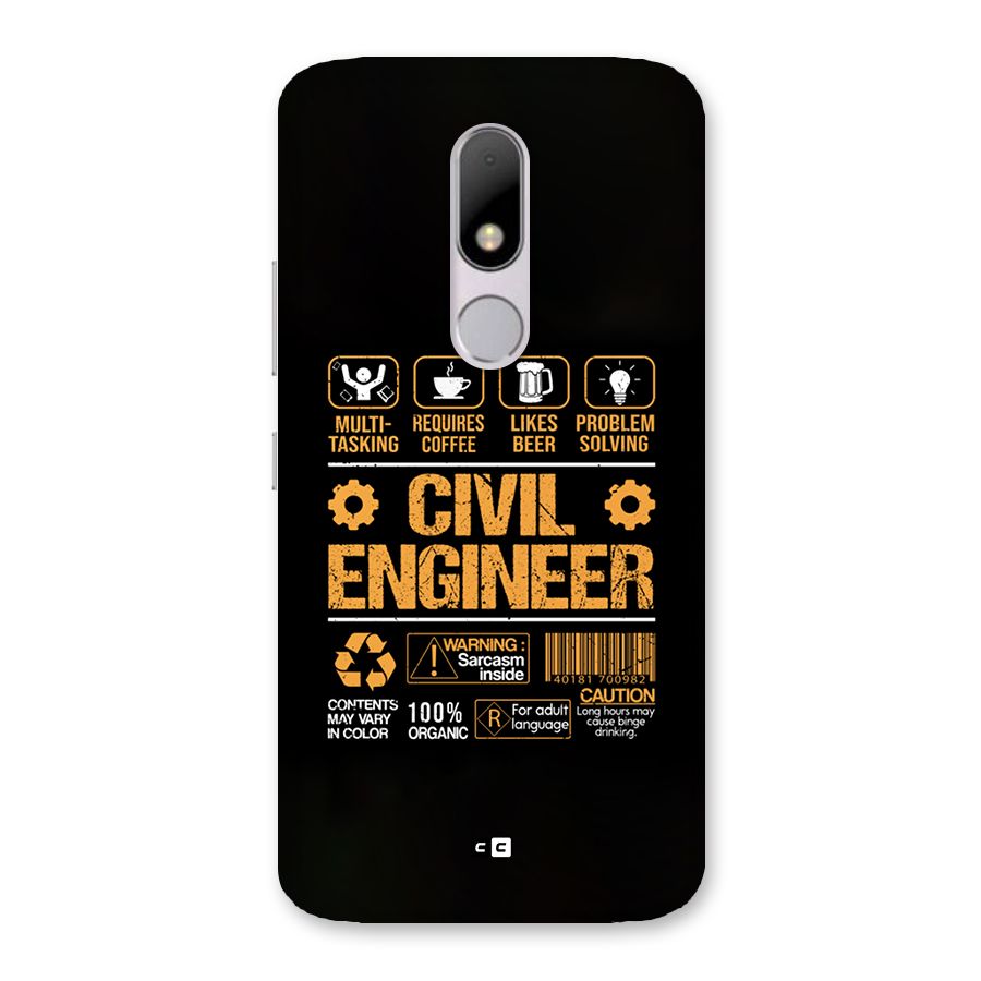 Civil Engineer Back Case for Moto M