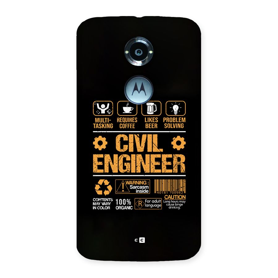 Civil Engineer Back Case for Moto X2