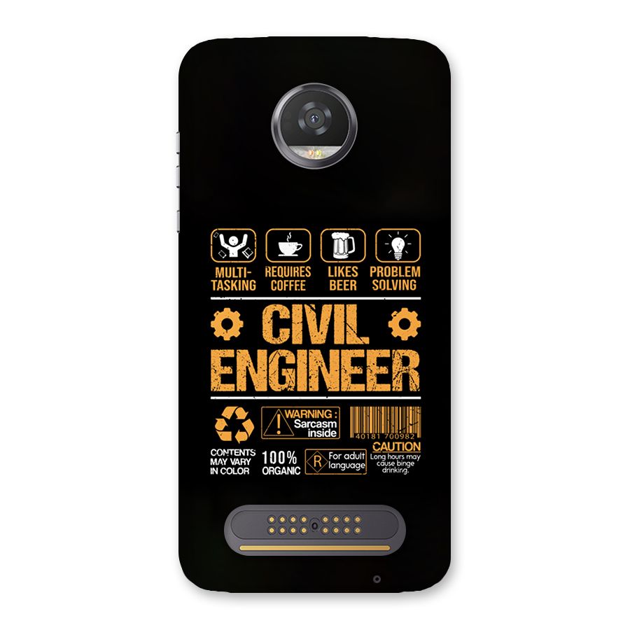 Civil Engineer Back Case for Moto Z2 Play