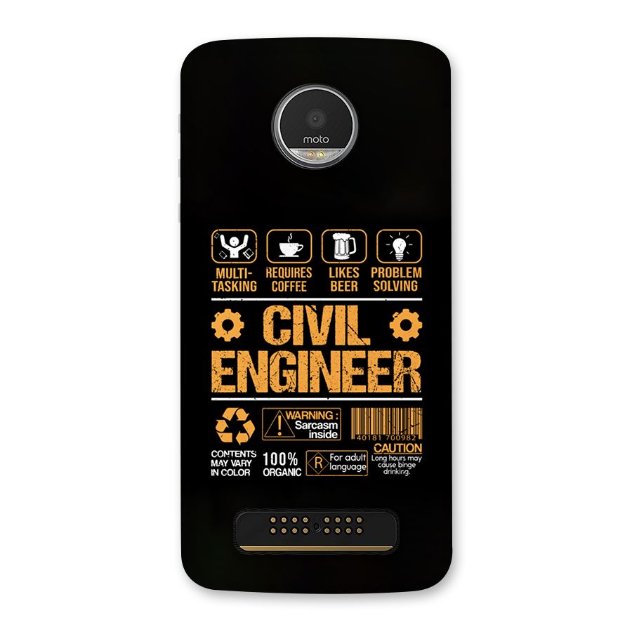 Civil Engineer Back Case for Moto Z Play
