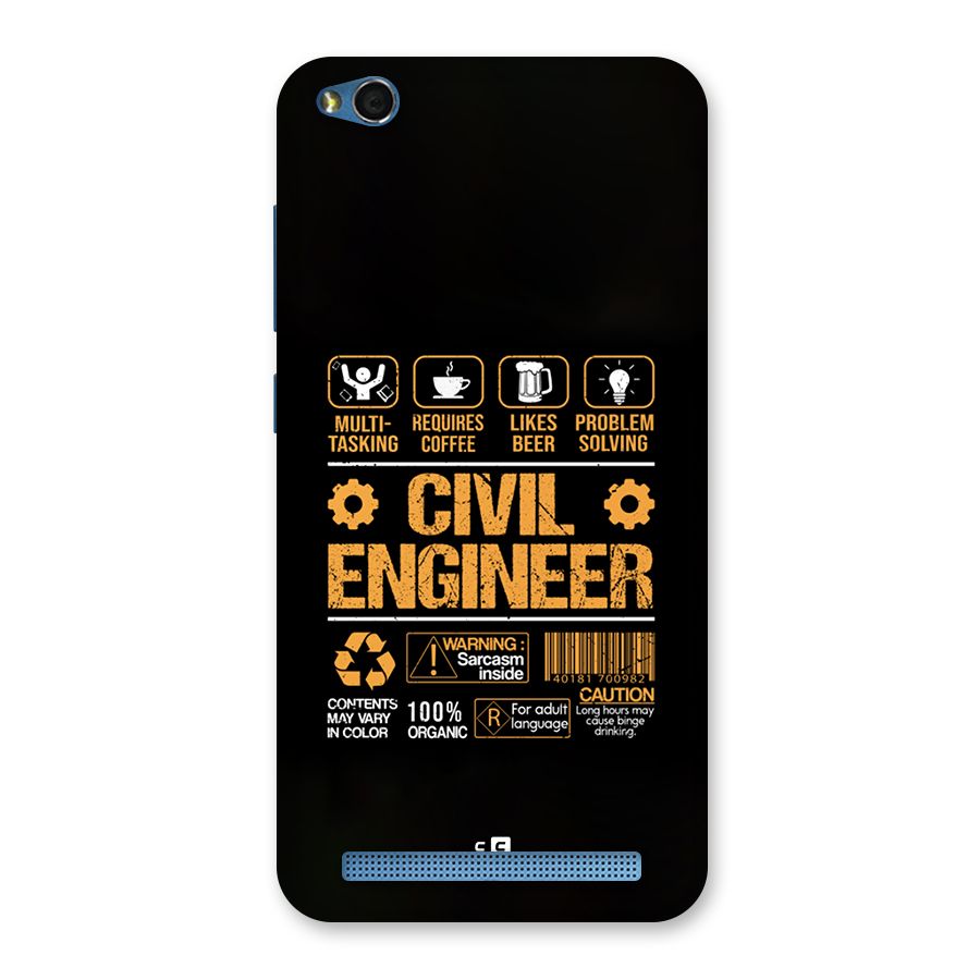 Civil Engineer Back Case for Redmi 5A
