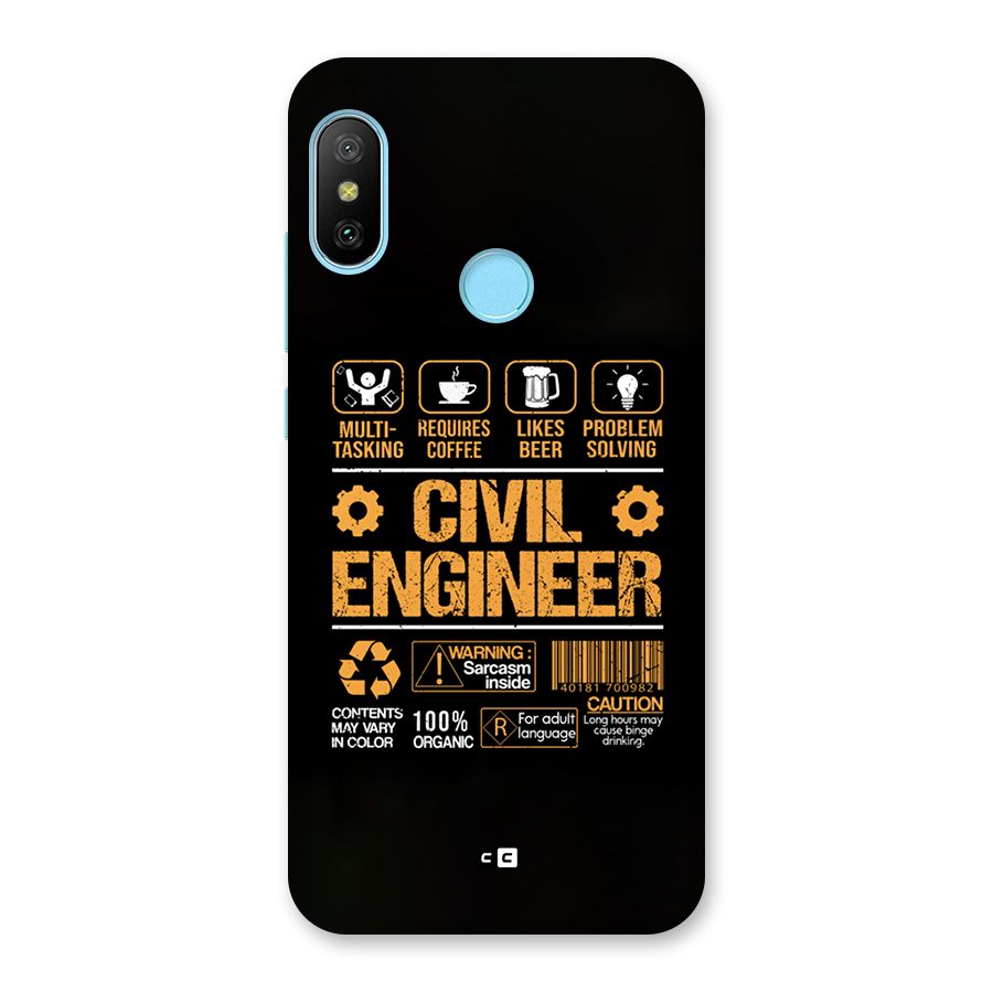 Civil Engineer Back Case for Redmi 6 Pro