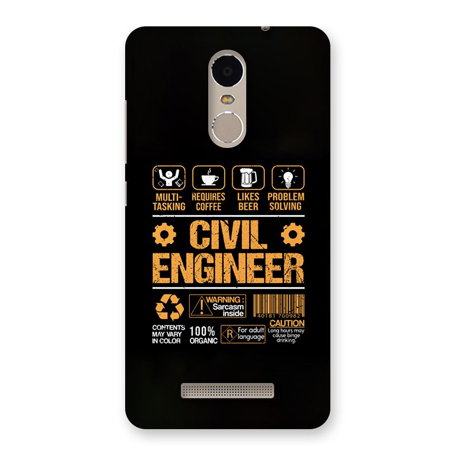 Civil Engineer Back Case for Redmi Note 3