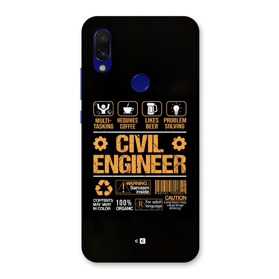 Civil Engineer Back Case for Redmi Y3