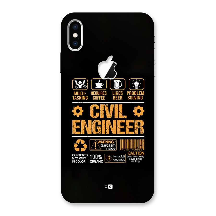 Civil Engineer Back Case for iPhone XS Max Apple Cut