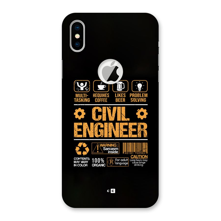 Civil Engineer Back Case for iPhone X Logo Cut