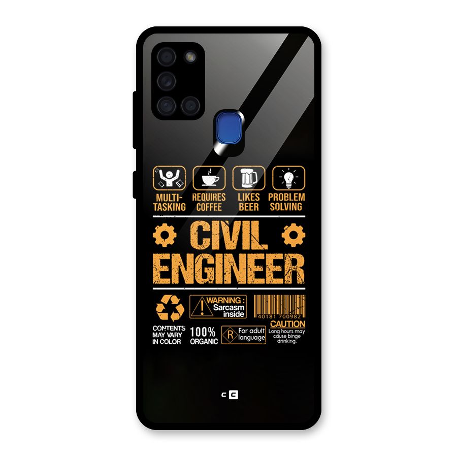 Civil Engineer Glass Back Case for Galaxy A21s