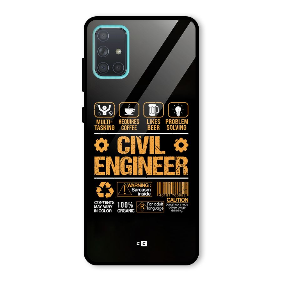 Civil Engineer Glass Back Case for Galaxy A71