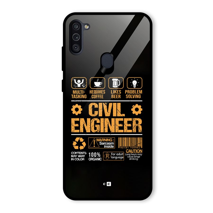 Civil Engineer Glass Back Case for Galaxy M11