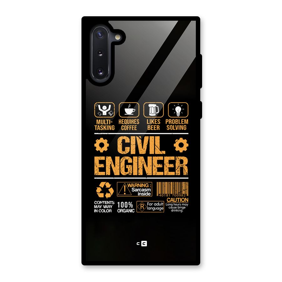Civil Engineer Glass Back Case for Galaxy Note 10
