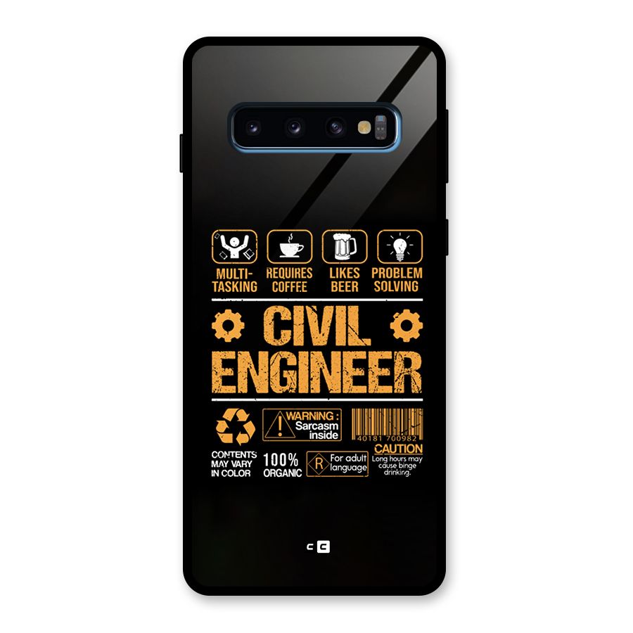 Civil Engineer Glass Back Case for Galaxy S10