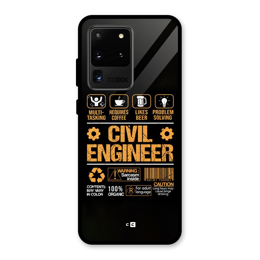 Civil Engineer Glass Back Case for Galaxy S20 Ultra