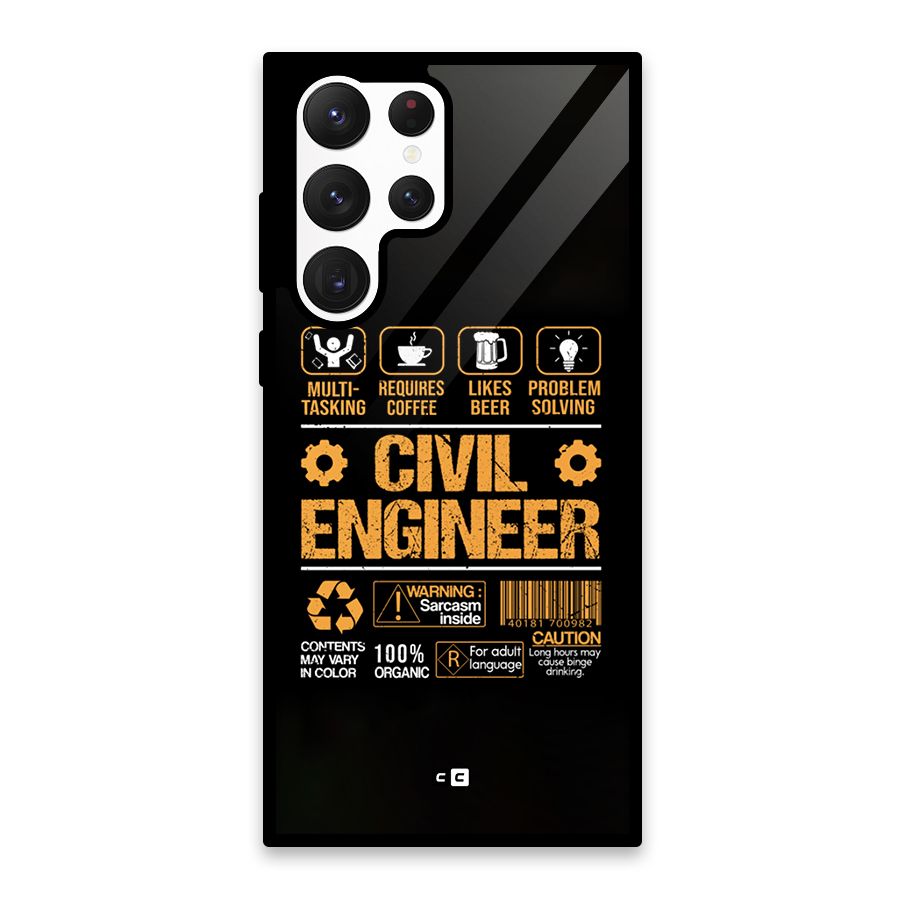 Civil Engineer Glass Back Case for Galaxy S22 Ultra 5G
