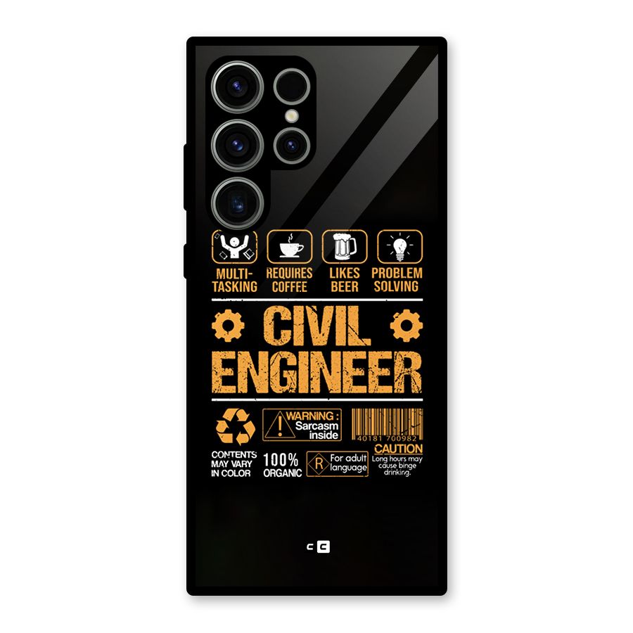 Civil Engineer Glass Back Case for Galaxy S23 Ultra