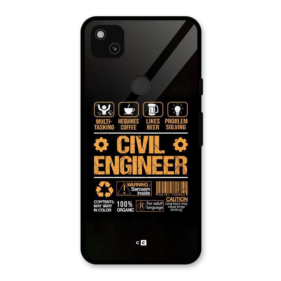 Civil Engineer Glass Back Case for Google Pixel 4a