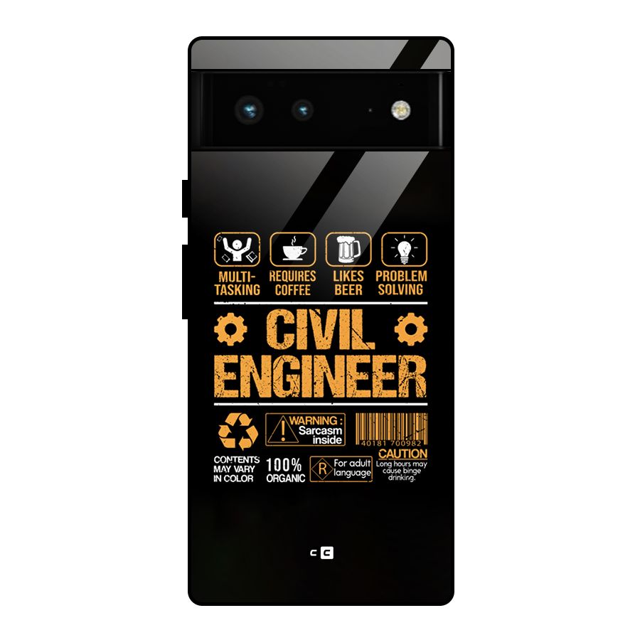 Civil Engineer Glass Back Case for Google Pixel 6