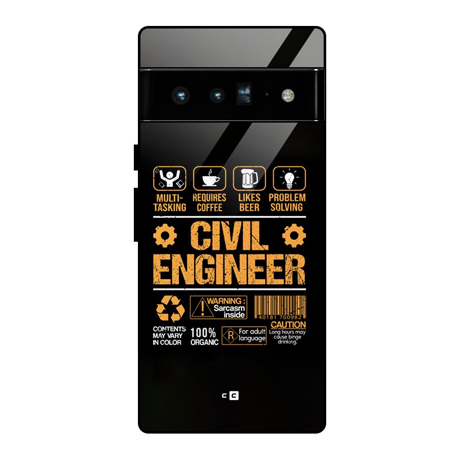 Civil Engineer Glass Back Case for Google Pixel 6 Pro