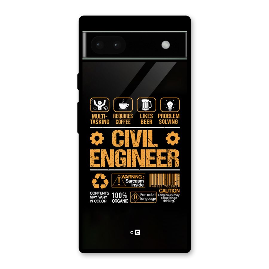 Civil Engineer Glass Back Case for Google Pixel 6a