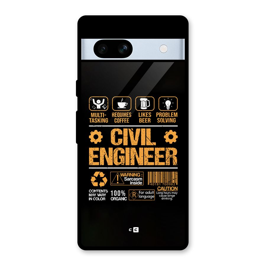 Civil Engineer Glass Back Case for Google Pixel 7a