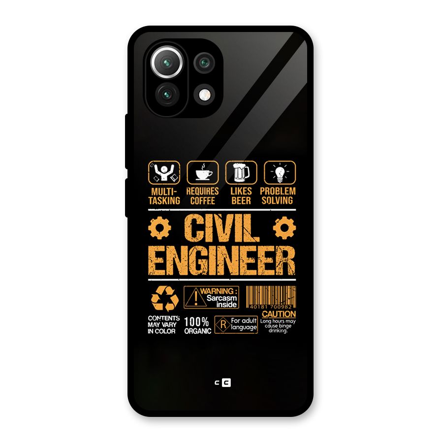 Civil Engineer Glass Back Case for Mi 11 Lite