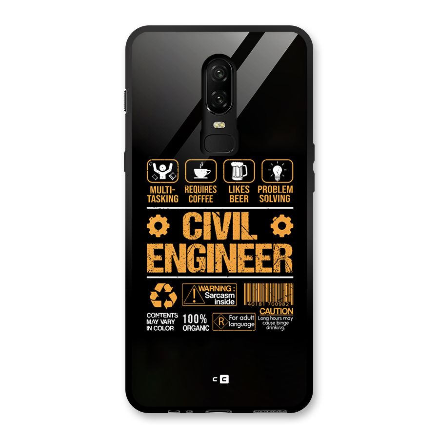 Civil Engineer Glass Back Case for OnePlus 6