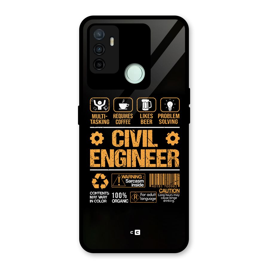 Civil Engineer Glass Back Case for Oppo A53