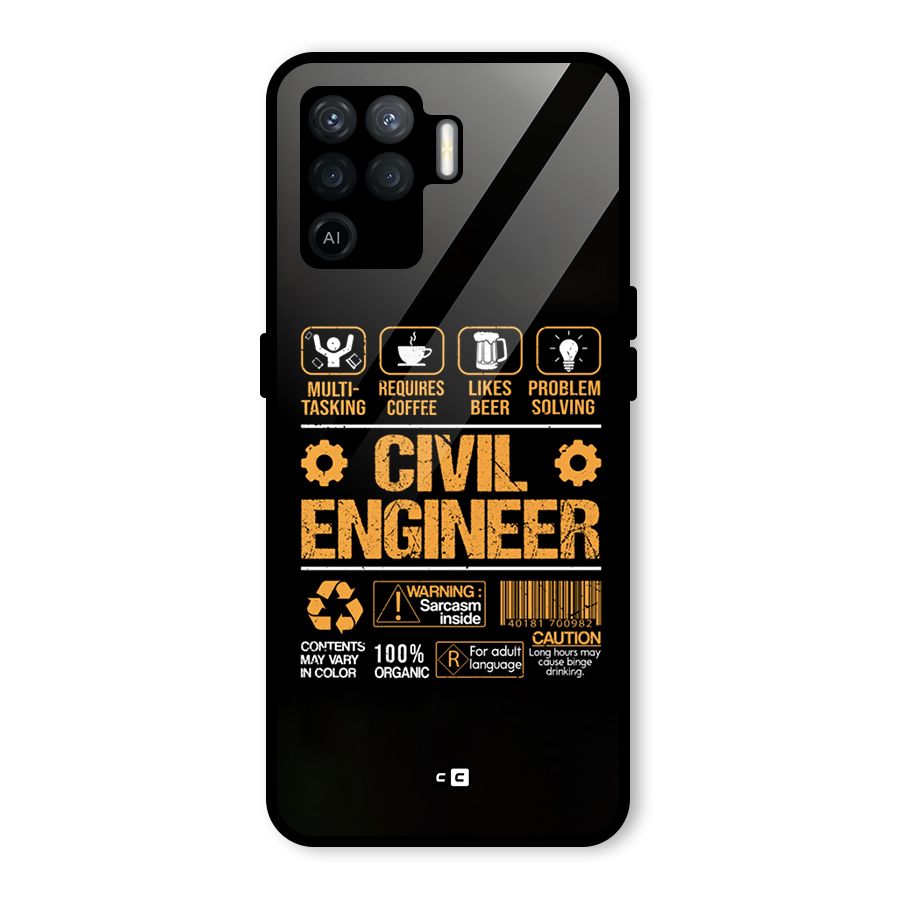 Civil Engineer Glass Back Case for Oppo F19 Pro