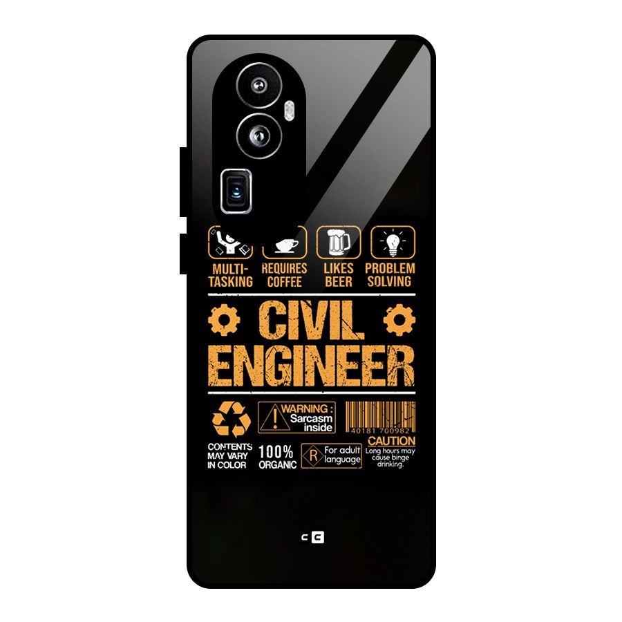 Civil Engineer Glass Back Case for Oppo Reno10 Pro Plus